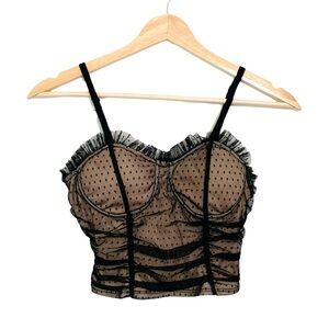 Dark Romantic Corset Bra Top Black Mesh Size Small Whimsical Goth Rabbit Rose